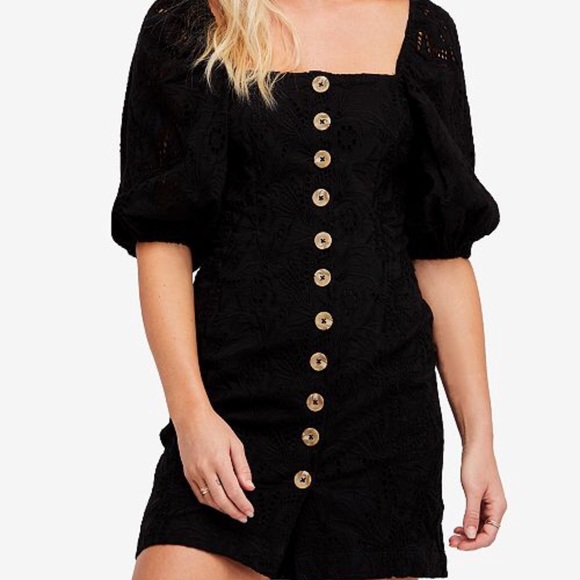 Free People Dresses & Skirts - Free People Black Eyelet Mini Dress